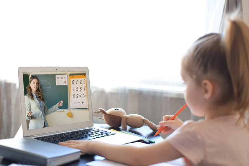 Child Learning on Computer while at home